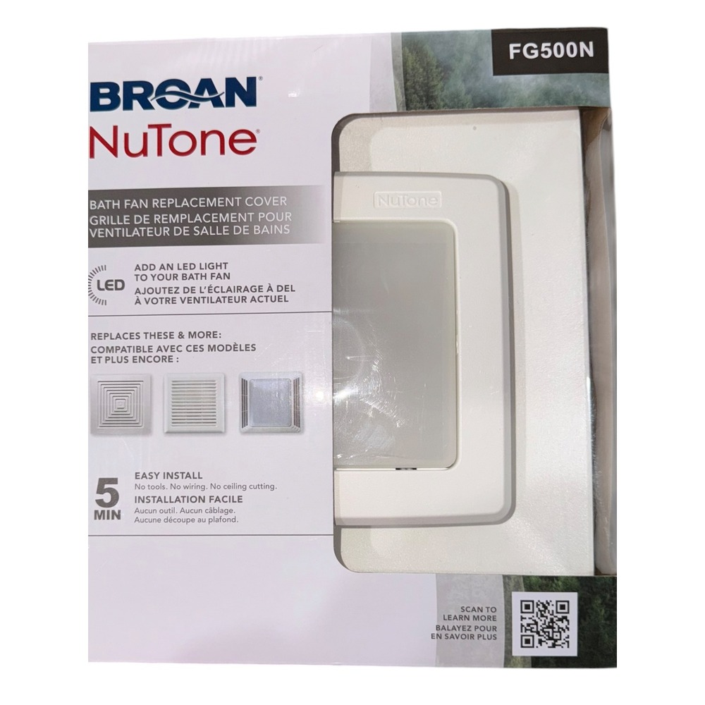 Broan NuTone FG500N LED Bath Fan Replacement Cover Grille NIB/Open Box